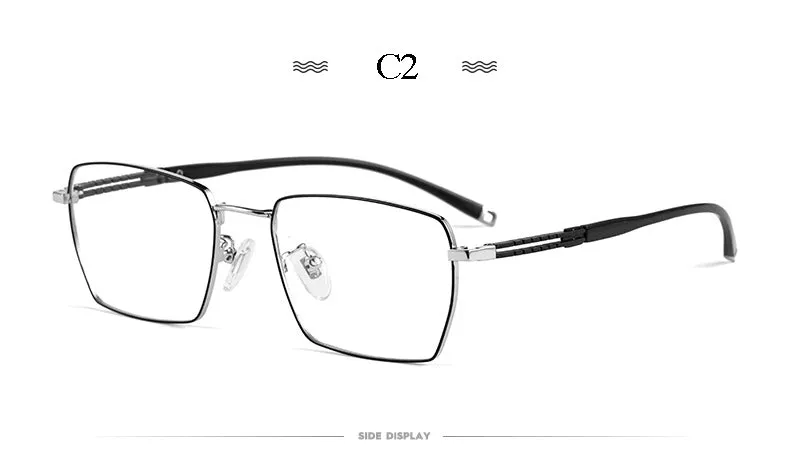 Hotochki Men's Full Rim Square Titanium Frame Eyeglasses T8603t
