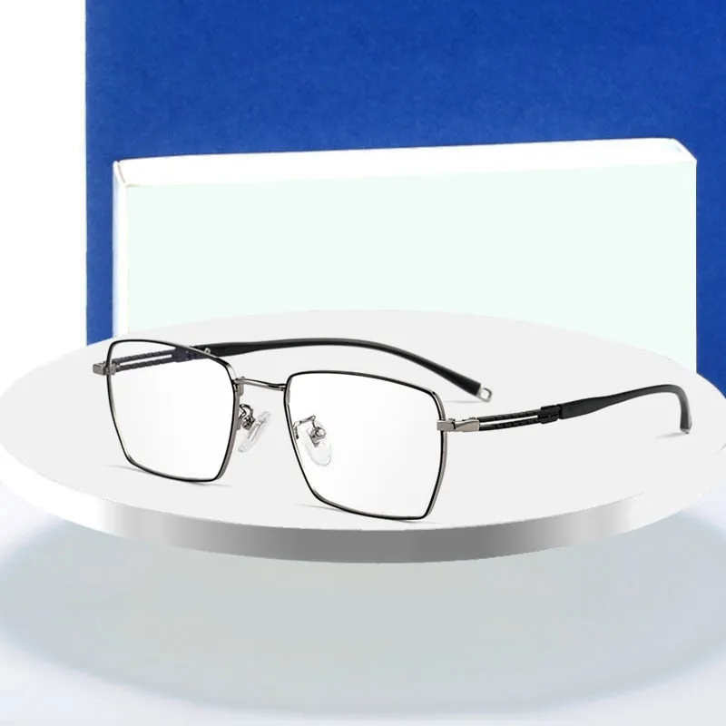 Hotochki Men's Full Rim Square Titanium Frame Eyeglasses T8603t