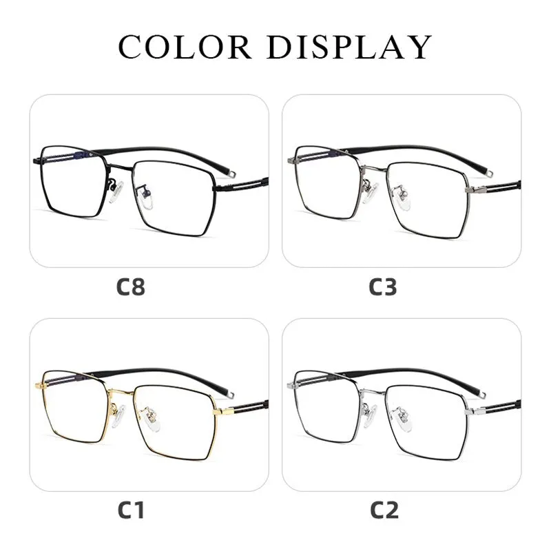 Hotochki Men's Full Rim Square Titanium Frame Eyeglasses T8603t