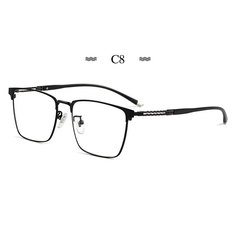 Hotochki Men's Full Rim Square Tr 90 Titanium Frame Eyeglasses T8611t