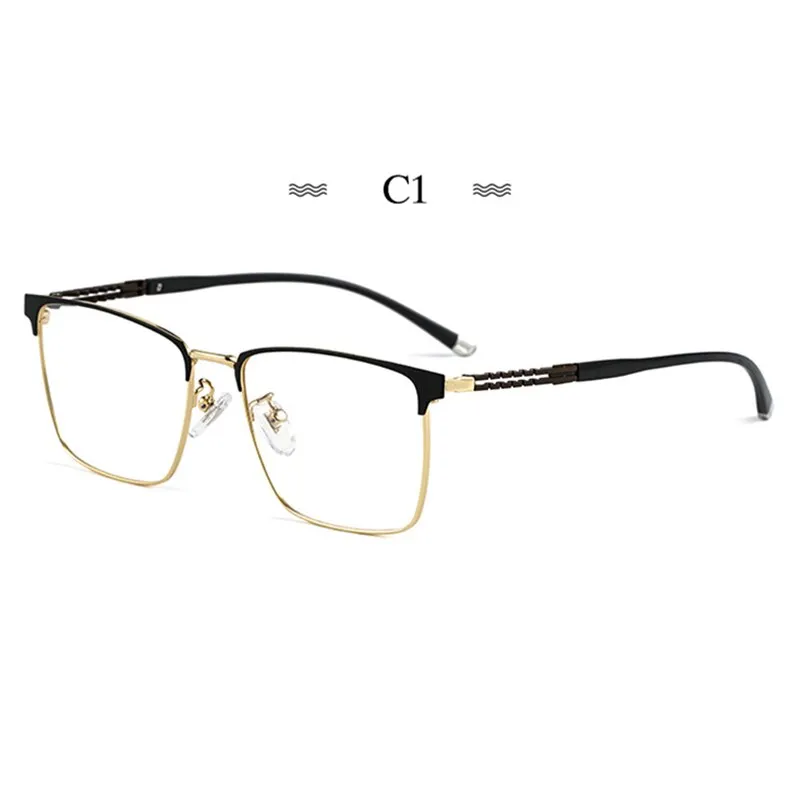 Hotochki Men's Full Rim Square Tr 90 Titanium Frame Eyeglasses T8611t