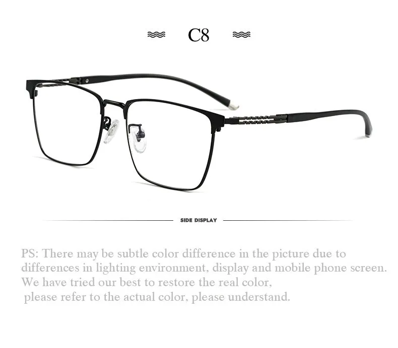 Hotochki Men's Full Rim Square Tr 90 Titanium Frame Eyeglasses T8611t