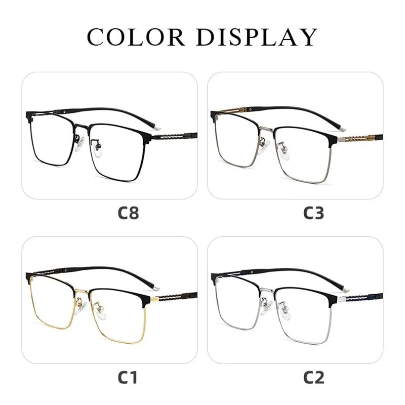 Hotochki Men's Full Rim Square Tr 90 Titanium Frame Eyeglasses T8611t