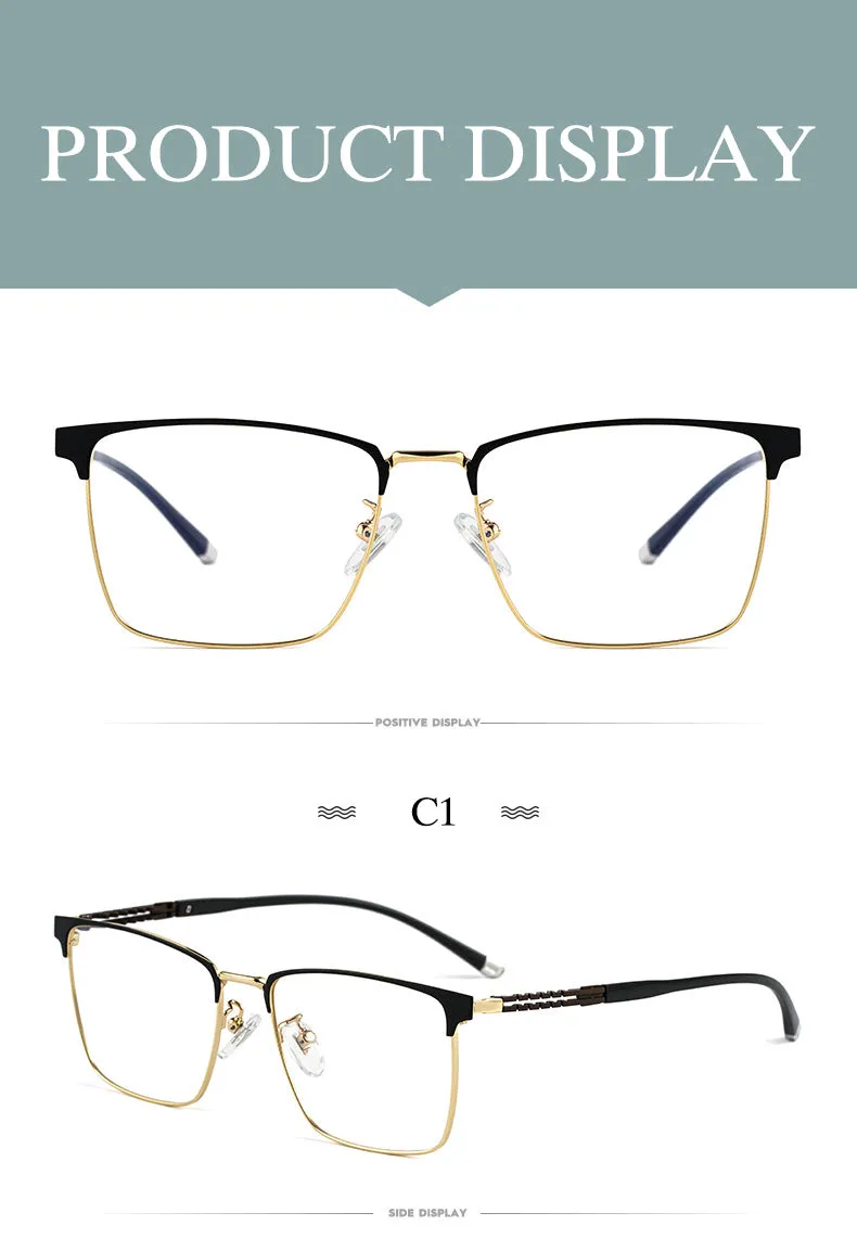 Hotochki Men's Full Rim Square Tr 90 Titanium Frame Eyeglasses T8611t