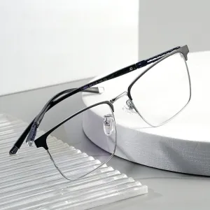 Hotochki Men's Full Rim Square Tr 90 Titanium Frame Eyeglasses T8611t