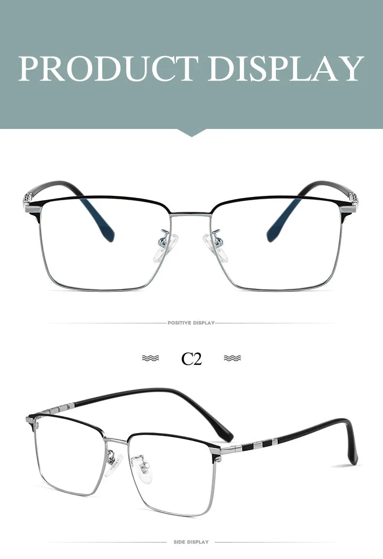 Hotochki Men's Full Rim Square Tr 90 Titanium Frame Eyeglasses T8631t