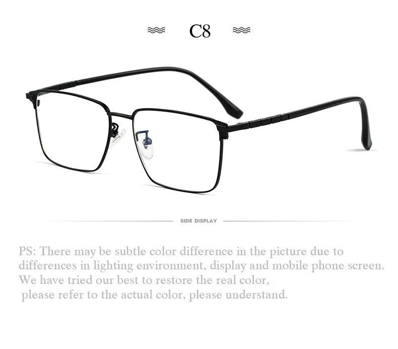 Hotochki Men's Full Rim Square Tr 90 Titanium Frame Eyeglasses T8631t