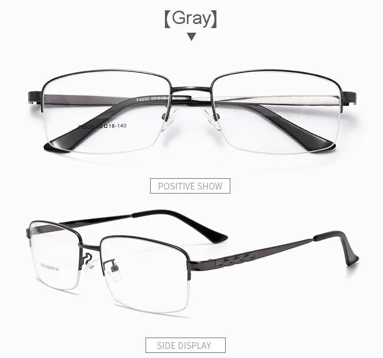Hotochki Men's Semi Rim Alloy Frame Eyeglasses 6032