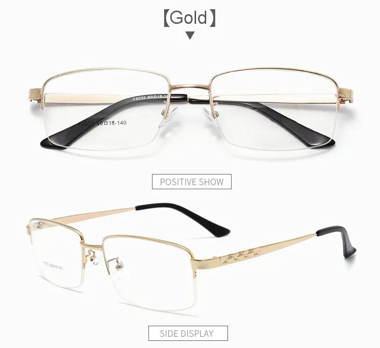 Hotochki Men's Semi Rim Alloy Frame Eyeglasses 6032