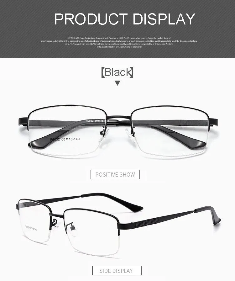 Hotochki Men's Semi Rim Alloy Frame Eyeglasses 6032