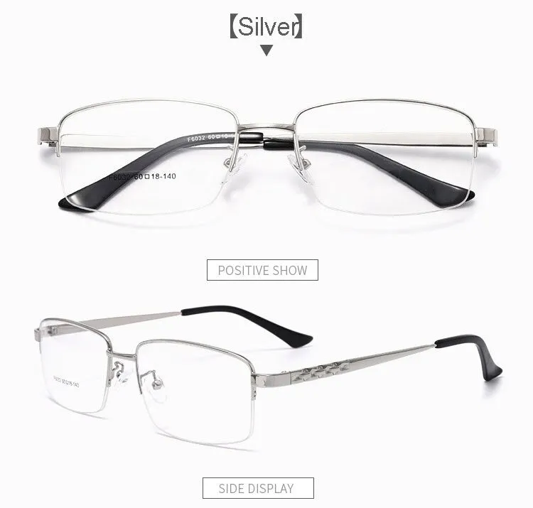 Hotochki Men's Semi Rim Alloy Frame Eyeglasses 6032