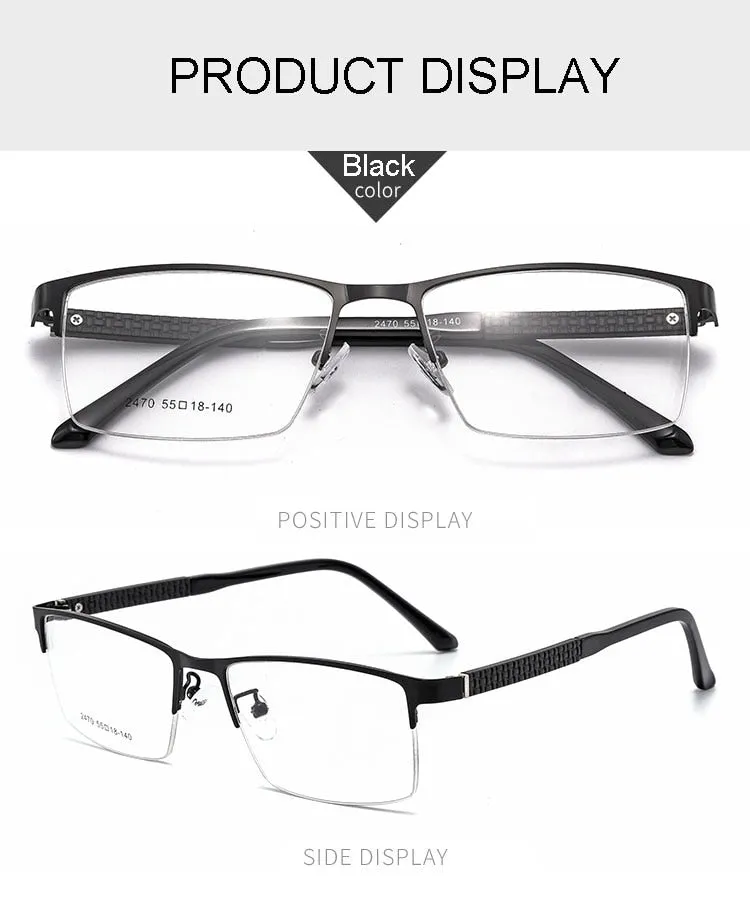 Hotochki Men's Semi Rim Browline Alloy Frame Eyeglasses 2470