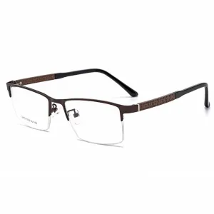 Hotochki Men's Semi Rim Browline Alloy Frame Eyeglasses 2470