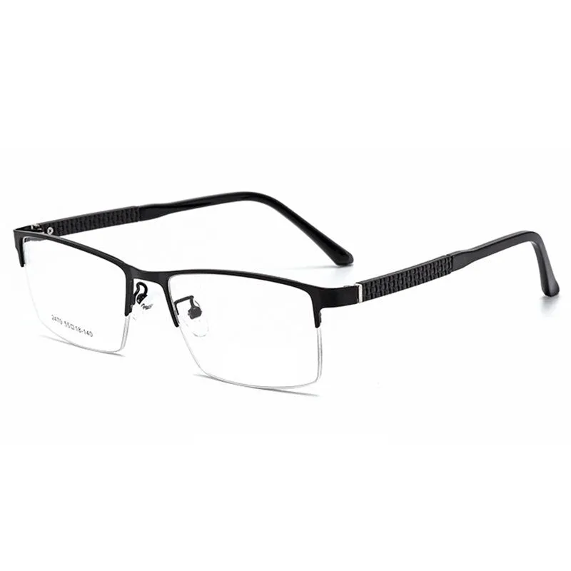 Hotochki Men's Semi Rim Browline Alloy Frame Eyeglasses 2470