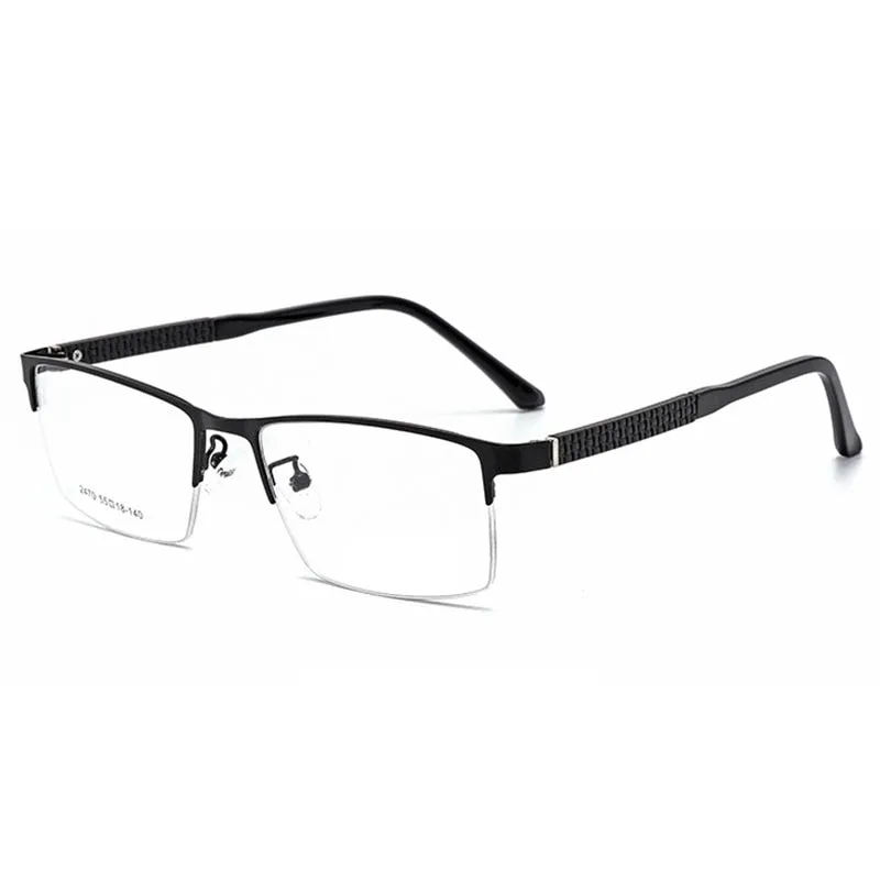 Hotochki Men's Semi Rim Browline Alloy Frame Eyeglasses 2470