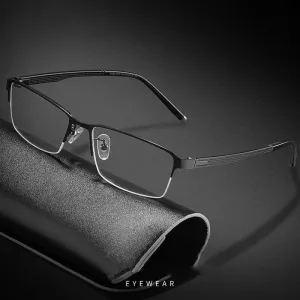 Hotochki Men's Semi Rim Rectangular Alloy Frame Eyeglasses 3095