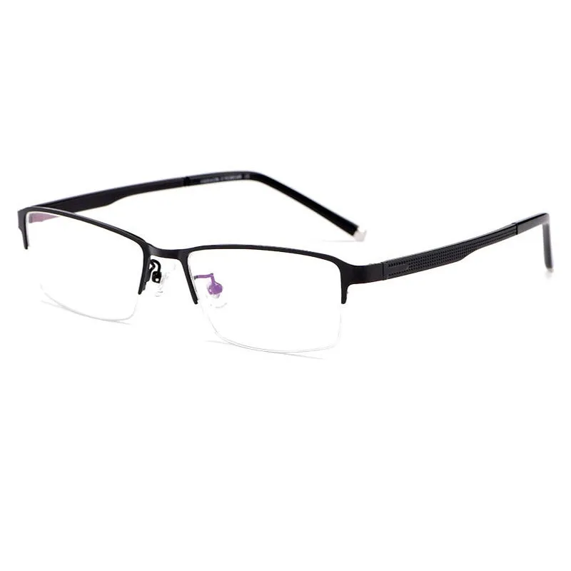 Hotochki Men's Semi Rim Rectangular Alloy Frame Eyeglasses 3095