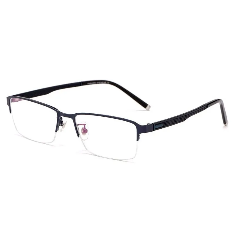 Hotochki Men's Semi Rim Rectangular Alloy Frame Eyeglasses 3095