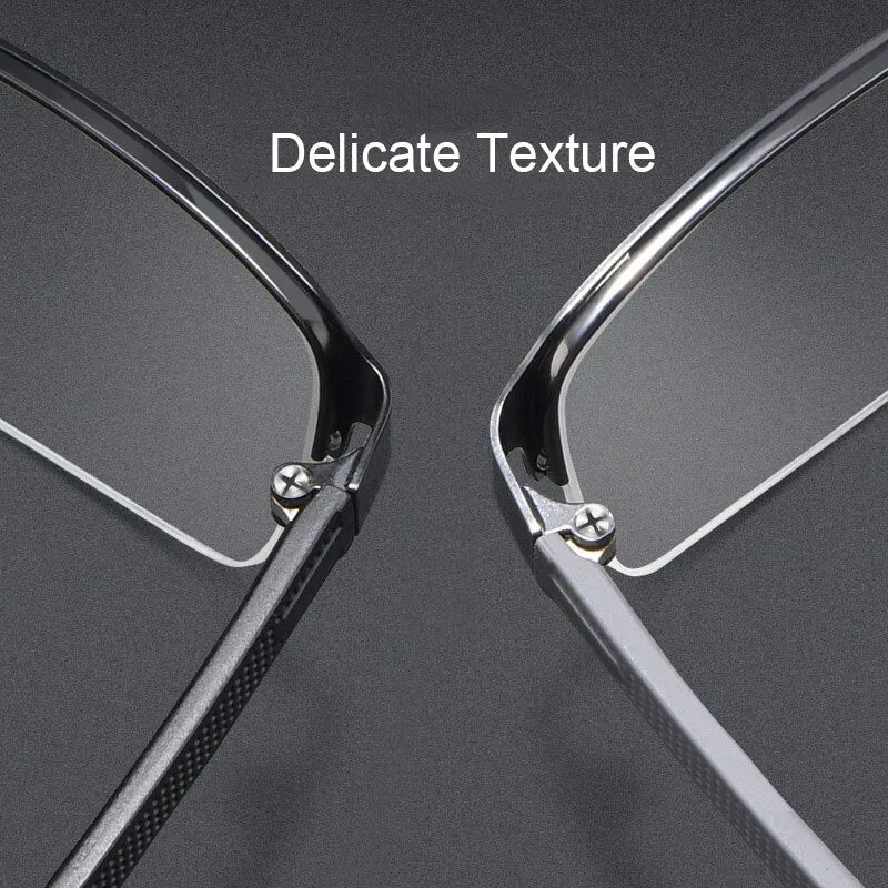 Hotochki Men's Semi Rim Rectangular Alloy Frame Eyeglasses 3095