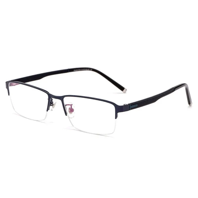 Hotochki Men's Semi Rim Rectangular Alloy Frame Eyeglasses 3095