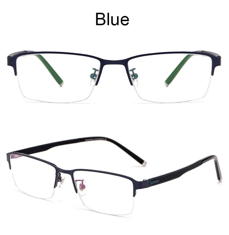 Hotochki Men's Semi Rim Rectangular Alloy Frame Eyeglasses 3095
