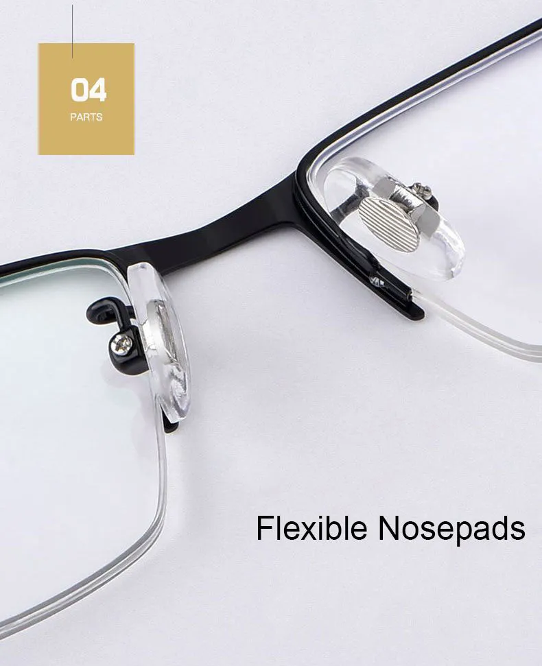 Hotochki Men's Semi Rim Rectangular Alloy Frame Eyeglasses 3095