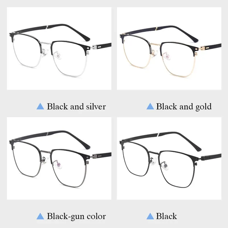 Hotochki Mens Semi Rim Square Alloy Eyeglasses 6120d