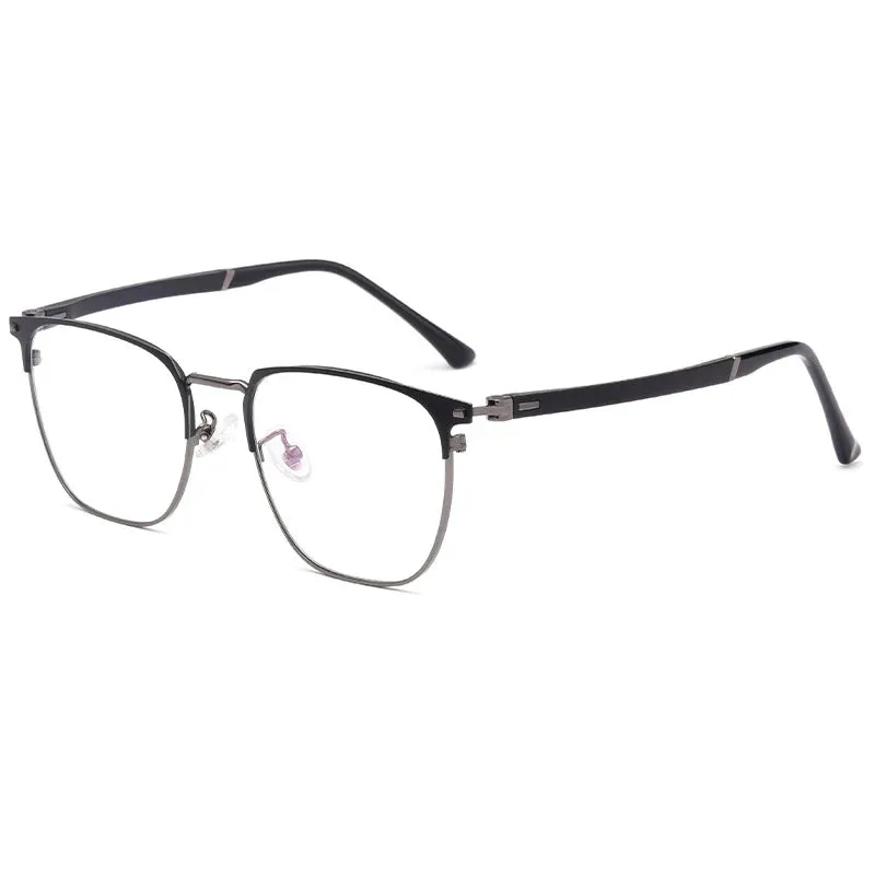 Hotochki Mens Semi Rim Square Alloy Eyeglasses 6120d