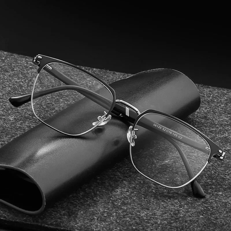 Hotochki Mens Semi Rim Square Alloy Eyeglasses 6120d
