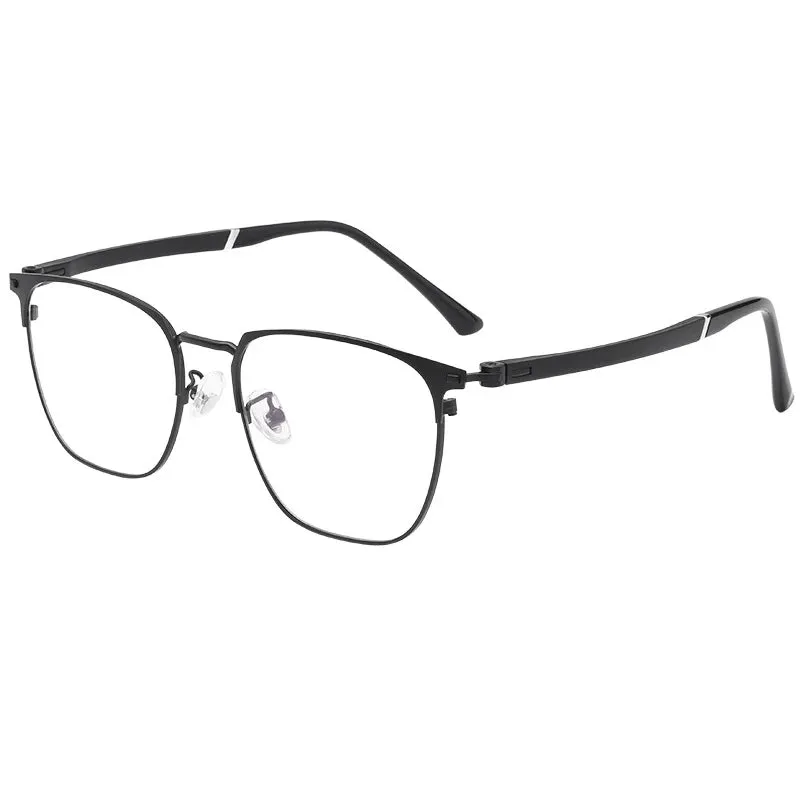 Hotochki Mens Semi Rim Square Alloy Eyeglasses 6120d
