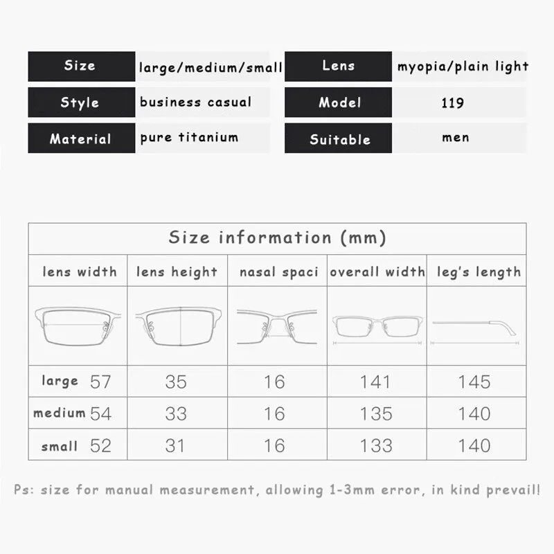 Hotochki Men's Semi Rim Square Alloy Frame Eyeglasses 119