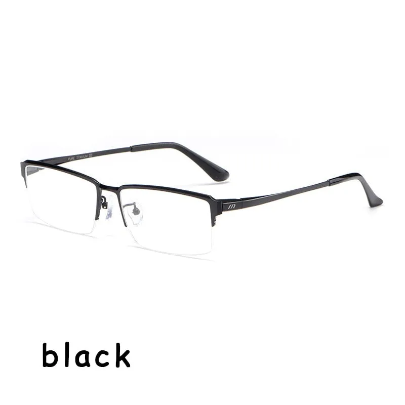 Hotochki Men's Semi Rim Square Alloy Frame Eyeglasses 119