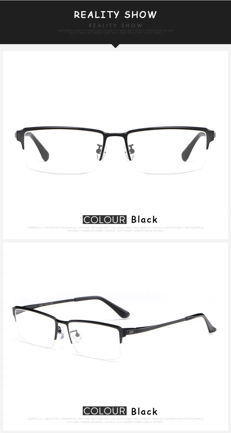 Hotochki Men's Semi Rim Square Alloy Frame Eyeglasses 119