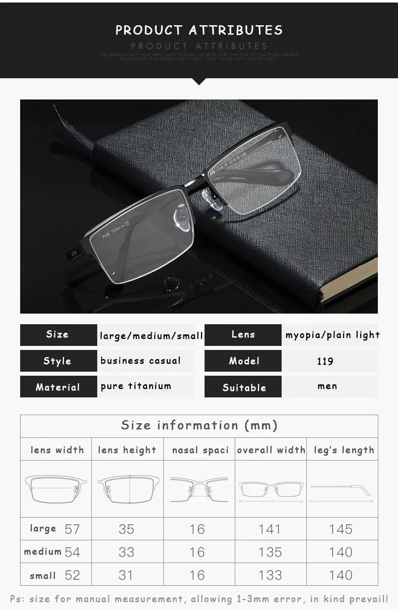 Hotochki Men's Semi Rim Square Alloy Frame Eyeglasses 119