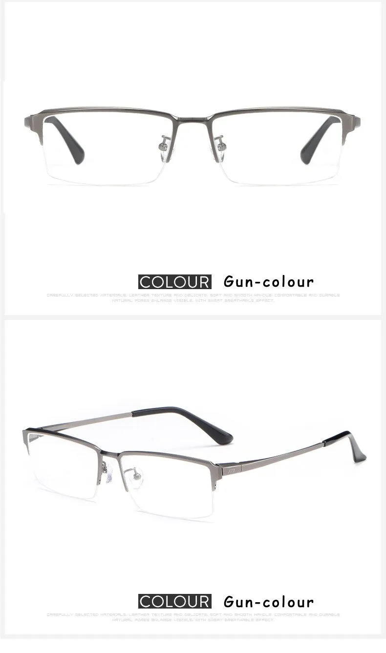 Hotochki Men's Semi Rim Square Alloy Frame Eyeglasses 119