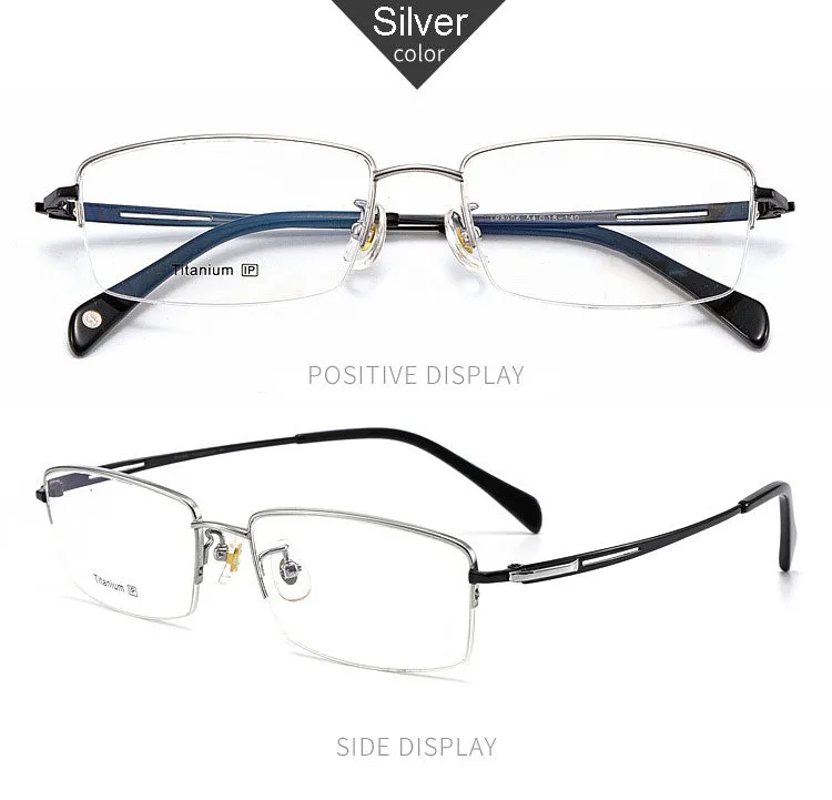 Hotochki Men's Semi Rim Titanium Frame Eyeglasses 8906