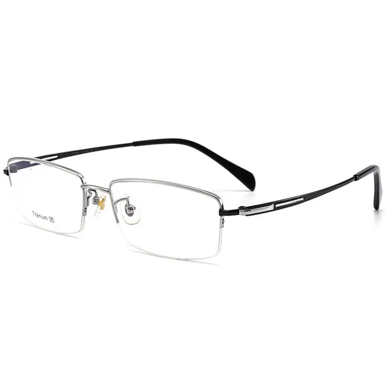 Hotochki Men's Semi Rim Titanium Frame Eyeglasses 8906