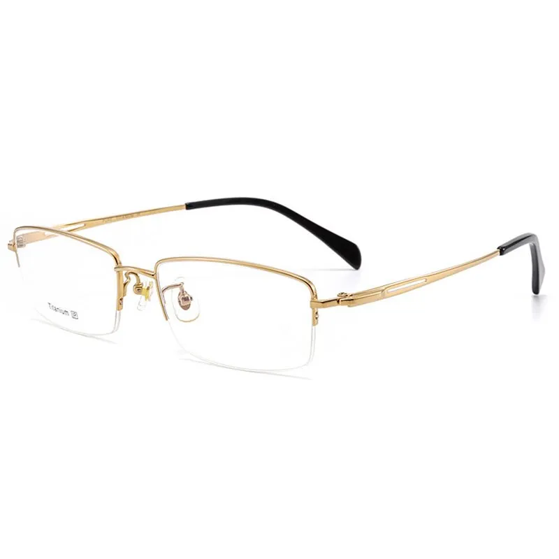 Hotochki Men's Semi Rim Titanium Frame Eyeglasses 8906