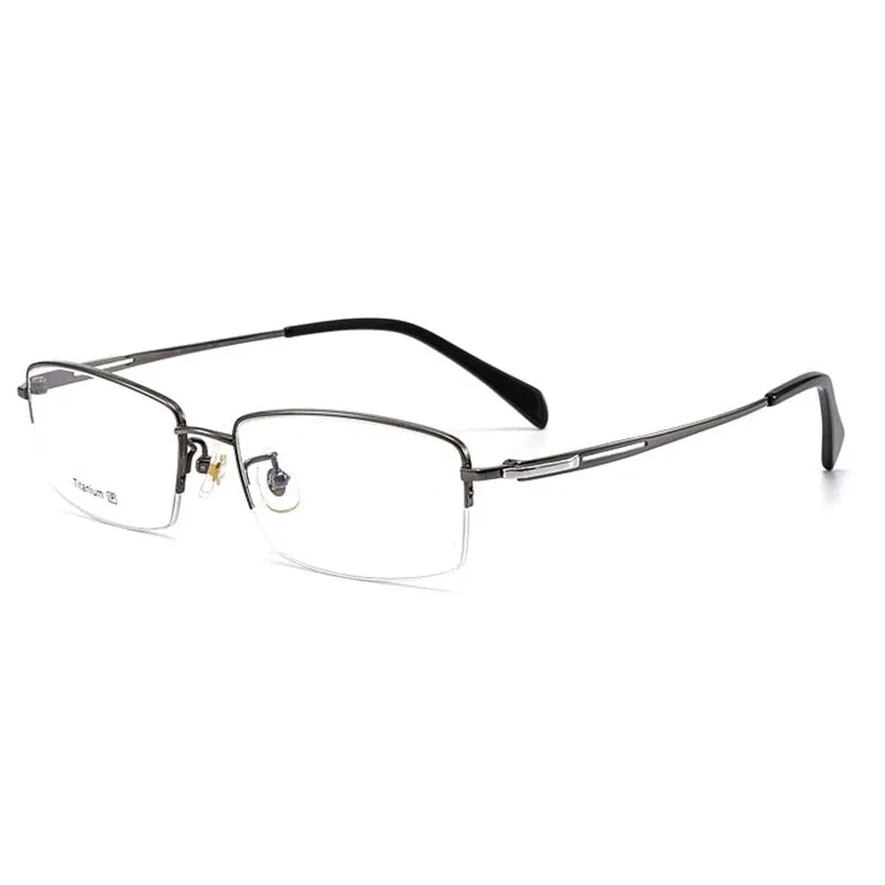 Hotochki Men's Semi Rim Titanium Frame Eyeglasses 8906