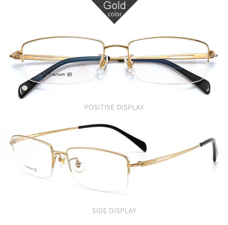 Hotochki Men's Semi Rim Titanium Frame Eyeglasses 8906
