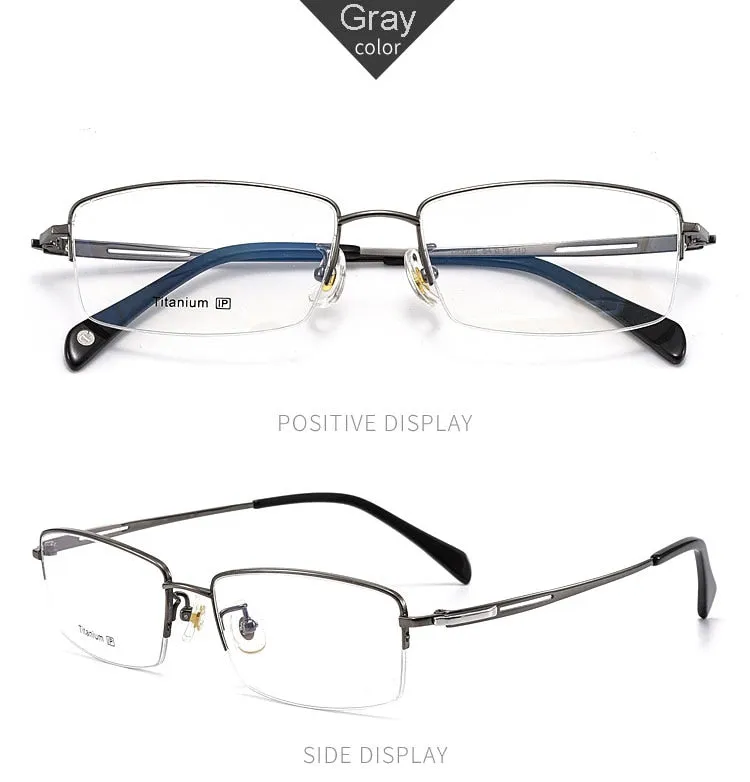 Hotochki Men's Semi Rim Titanium Frame Eyeglasses 8906