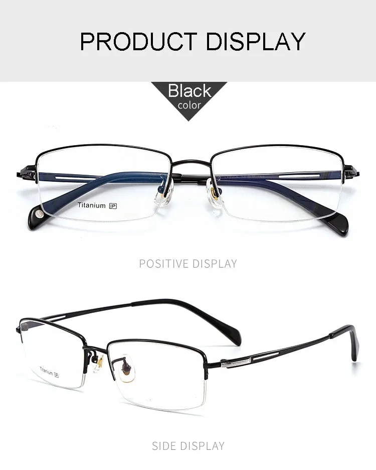 Hotochki Men's Semi Rim Titanium Frame Eyeglasses 8906