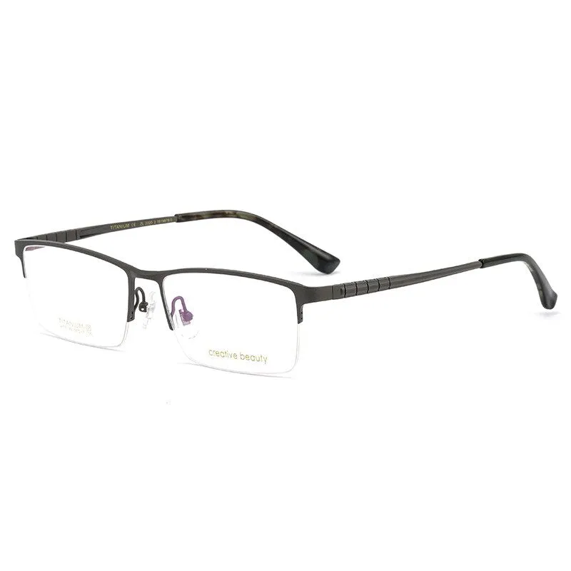 Hotochki Men's Semi Rim Titanium Frame Eyeglasses Ht1099