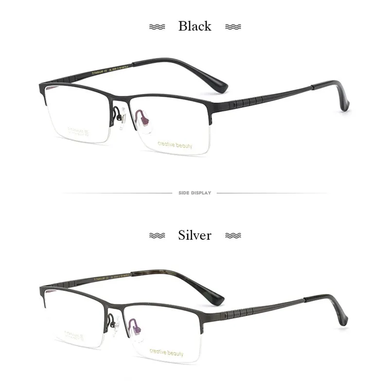 Hotochki Men's Semi Rim Titanium Frame Eyeglasses Ht1099