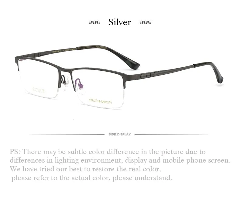 Hotochki Men's Semi Rim Titanium Frame Eyeglasses Ht1099