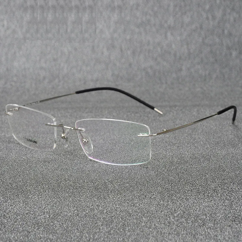 Hotochki Rimless Titanium Alloy Frame Flexible Temple Eyeglasses