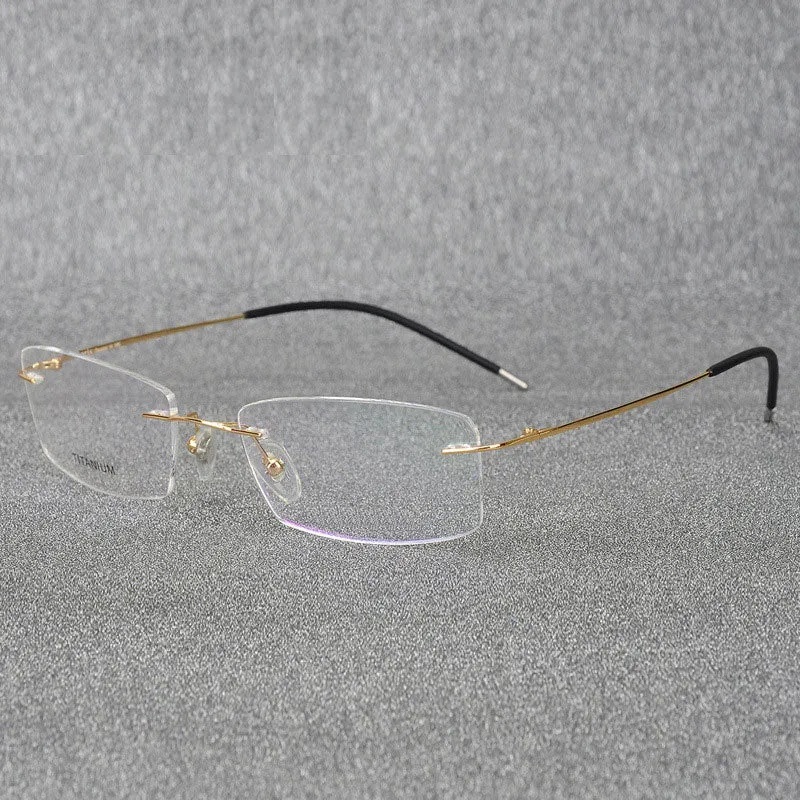 Hotochki Rimless Titanium Alloy Frame Flexible Temple Eyeglasses