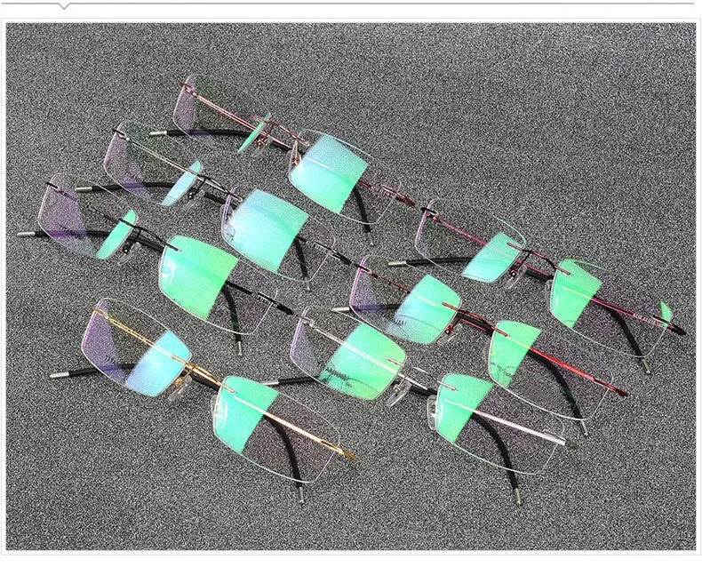 Hotochki Rimless Titanium Alloy Frame Flexible Temple Eyeglasses