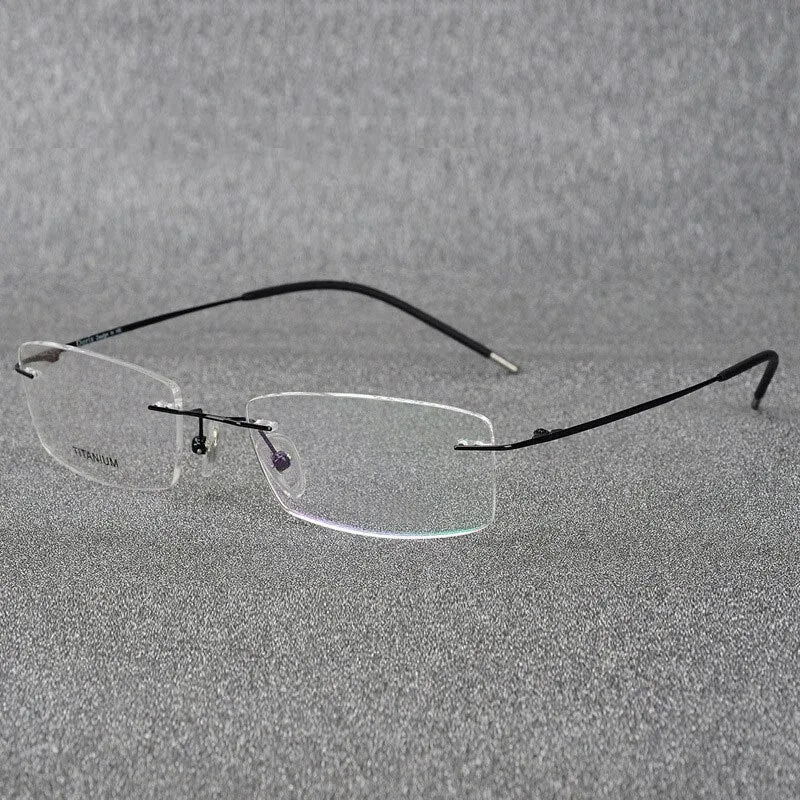 Hotochki Rimless Titanium Alloy Frame Flexible Temple Eyeglasses