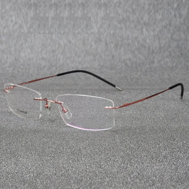 Hotochki Rimless Titanium Alloy Frame Flexible Temple Eyeglasses